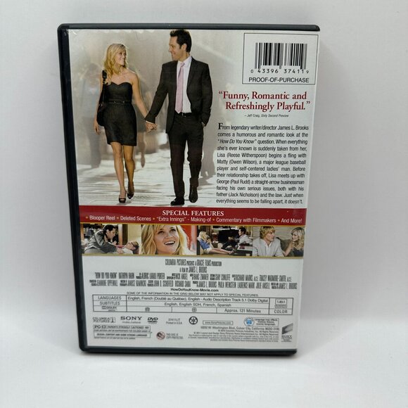 How Do You Know Reese Witherspoon Owen Wilson Paul Rudd DVD Columbia - Picture 3 of 5